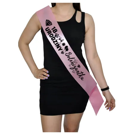 Szarfa RÓŻOWA Osiemnastka 18 Urodziny Solenizantka